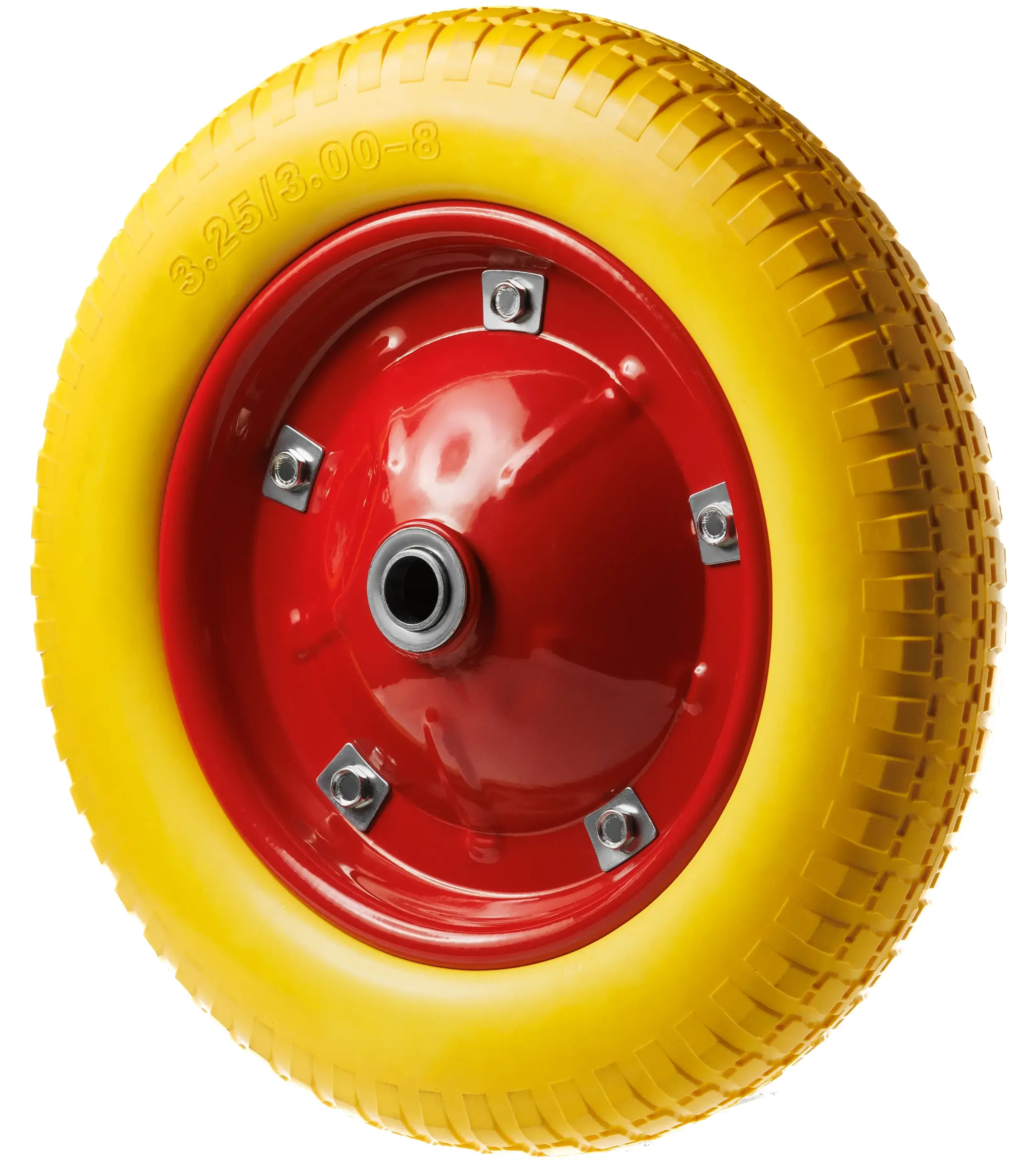 Пенополиуретановое колесо, металлический обод, симм. ступица, шарик. (340 мм, ось 20 мм, 3.00-8) - PU 2400-3